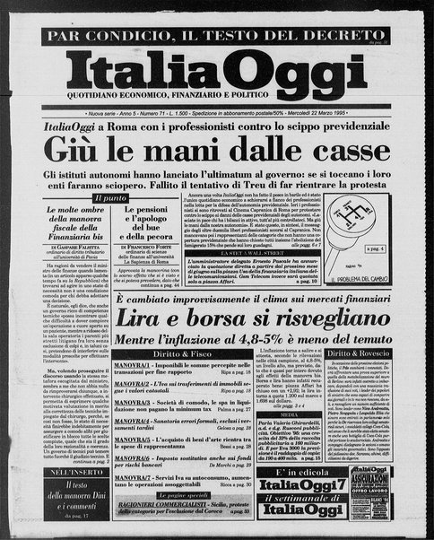 Italia oggi : quotidiano di economia finanza e politica